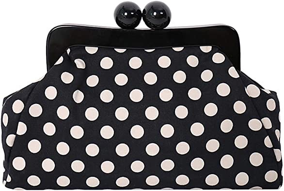 Menurra Polka Dot Dinner Bag Clutch Women Wedding Party Tote Cocktail Bag